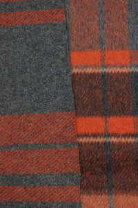 Charcoal & Hot Orange Plaid Mid-Weight Woven Wool