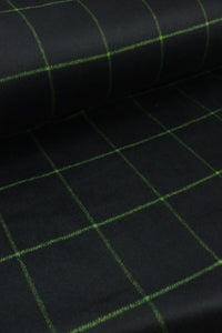 Black & Lime Windowpane Plaid Mid-Weight Woven Wool