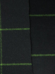 Load image into Gallery viewer, 1YD 32IN REMNANT; Black &amp; Lime Windowpane Plaid Mid-Weight Woven Wool