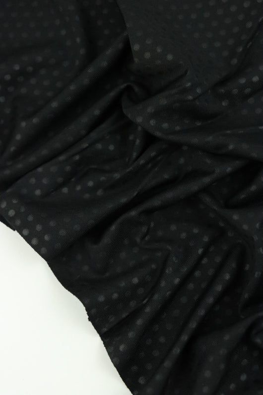 Black Shadow Dot Nylon Spandex | Designer Deadstock