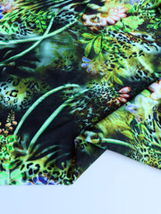 Load image into Gallery viewer, 2YD REMNANT; Floral Cheetah Nylon Spandex Tricot