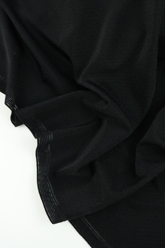 Black Textured Poly Spandex | Designer Deadstock