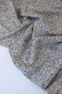 Gray Marl & Rose Gold Flecks Brushed Sweater Knit