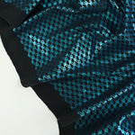 Load image into Gallery viewer, Blue Foil on Black Geometric Nylon Spandex | Designer Deadstock
