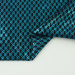 Load image into Gallery viewer, Blue Foil on Black Geometric Nylon Spandex | Designer Deadstock
