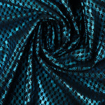 Load image into Gallery viewer, Blue Foil on Black Geometric Nylon Spandex | Designer Deadstock
