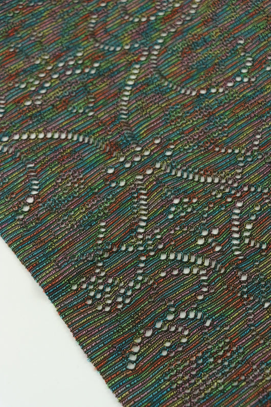 Space Dyed Rainbow Stripe Nylon Spandex Mesh | Designer Deadstock