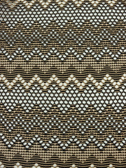 Load image into Gallery viewer, Black &amp; Taupe Zig Zag Crochet Nylon Spandex Mesh | Designer Deadstock
