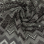 Load image into Gallery viewer, Cocoa &amp; White Zig Zag Crochet Nylon Spandex Mesh | Designer Deadstock
