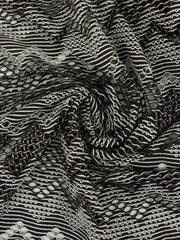 Load image into Gallery viewer, Cocoa &amp; White Zig Zag Crochet Nylon Spandex Mesh | Designer Deadstock
