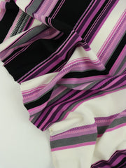 Load image into Gallery viewer, White/Purple/Black Mixed Stripe Nylon Spandex | Designer Deadstock
