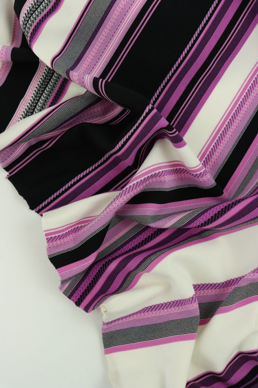 White/Purple/Black Mixed Stripe Nylon Spandex | Designer Deadstock