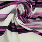 Load image into Gallery viewer, White/Purple/Black Mixed Stripe Nylon Spandex | Designer Deadstock
