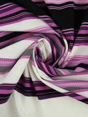 Load image into Gallery viewer, White/Purple/Black Mixed Stripe Nylon Spandex | Designer Deadstock

