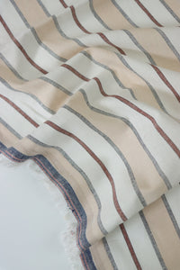 Beige Camden Stripe Cotton Linen Poplin