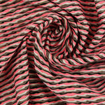 Load image into Gallery viewer, Hot Coral/Dark Taupe/Black/White/Gold Poly Spandex Jacquard | Designer Deadstock
