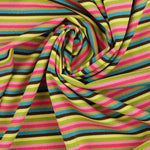 Load image into Gallery viewer, Muted Summer Stripes Lurex Poly Spandex | Designer Deadstock
