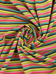 Load image into Gallery viewer, Muted Summer Stripes Lurex Poly Spandex | Designer Deadstock
