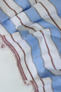 Blue Camden Stripe Cotton Linen Poplin