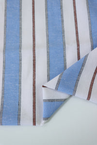 Blue Camden Stripe Cotton Linen Poplin