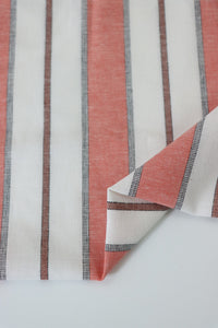 Coral Camden Stripe Cotton Linen Poplin