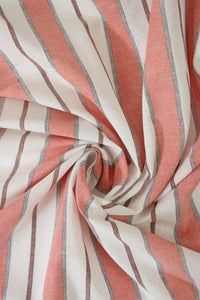 Coral Camden Stripe Cotton Linen Poplin