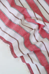 Red Camden Stripe Cotton Linen Poplin