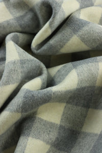 Cream & Gray Check Melton Double Weave Wool | By The Half Yard