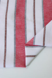 Red Camden Stripe Cotton Linen Poplin