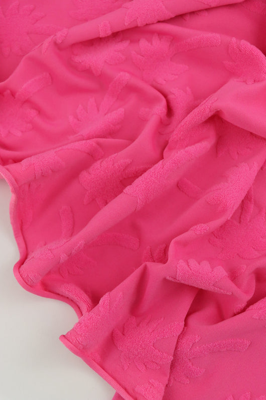 Venus Pink Palm Jacquard Poly Spandex | Designer Deadstock
