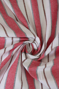 Red Camden Stripe Cotton Linen Poplin