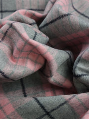 Load image into Gallery viewer, Pink/Gray/Black Plaid Melton Double Weave Wool | By The Half Yard