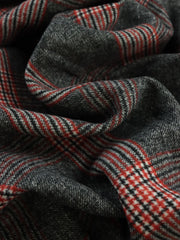 Load image into Gallery viewer, Black/White/Red Plaid Melton Double Weave Wool | By The Half Yard