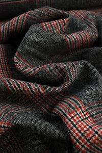 Black/White/Red Plaid Melton Double Weave Wool | By The Half Yard