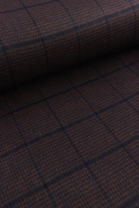 Gingerbread & Navy Plaid Melton Double Weave Wool | By The Half Yard