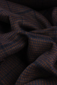 Gingerbread & Navy Plaid Melton Double Weave Wool | By The Half Yard