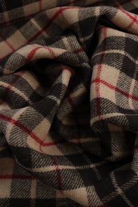 Sand/Black/Red Plaid Melton Double Weave Wool | By The Half Yard