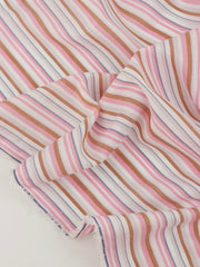 Load image into Gallery viewer, Rust/Pink/Denim Stripe Cotton Shirting | Designer Deadstock
