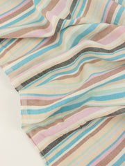 Load image into Gallery viewer, Blues/Pinks/Beiges Horizontal Stripe Cotton Shirting | Designer Deadstock
