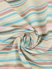 Load image into Gallery viewer, Blues/Pinks/Beiges Horizontal Stripe Cotton Shirting | Designer Deadstock
