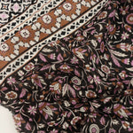 Load image into Gallery viewer, By The Panel Purple &amp; Brown Floral on Black Cotton Organza | Designer Deadstock

