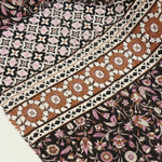 Load image into Gallery viewer, By The Panel Purple &amp; Brown Floral on Black Cotton Organza | Designer Deadstock
