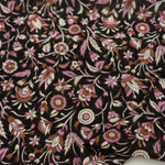 Load image into Gallery viewer, By The Panel Purple &amp; Brown Floral on Black Cotton Organza | Designer Deadstock
