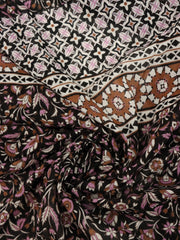 Load image into Gallery viewer, By The Panel Purple &amp; Brown Floral on Black Cotton Organza | Designer Deadstock
