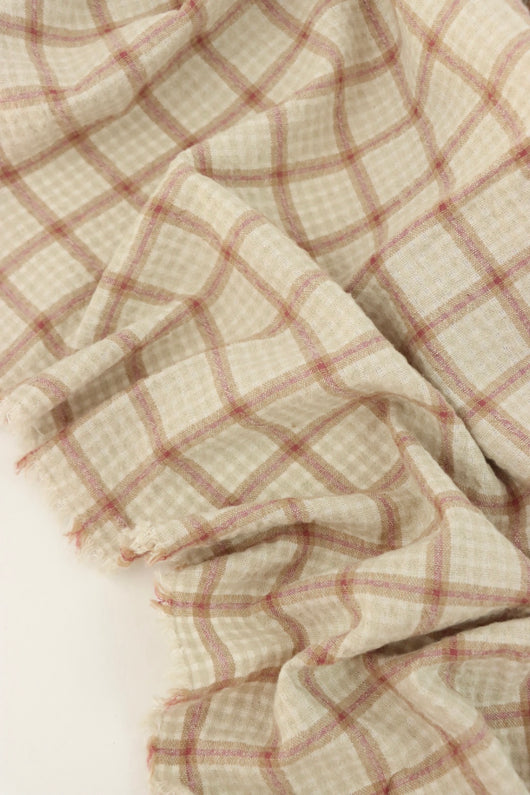 Cream & Clay Plaid Cotton Double Gauze | Designer Deadstock