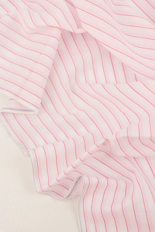 White/Red/Pink Stripe Cotton Shirting | Designer Deadstock