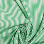 Load image into Gallery viewer, Green &amp; White Mini Stripe Cotton Shirting | Designer Deadstock
