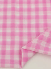 Load image into Gallery viewer, Pucker Pink Check Cotton Shirting | Designer Deadstock
