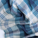 Load image into Gallery viewer, Denim &amp; Navy Plaid Cotton Double Gauze  | Designer Deadstock
