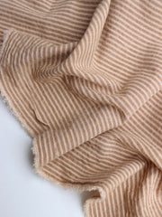 Load image into Gallery viewer, Latte &amp; Peanut Stripe Cotton Gauze | Designer Deadstock